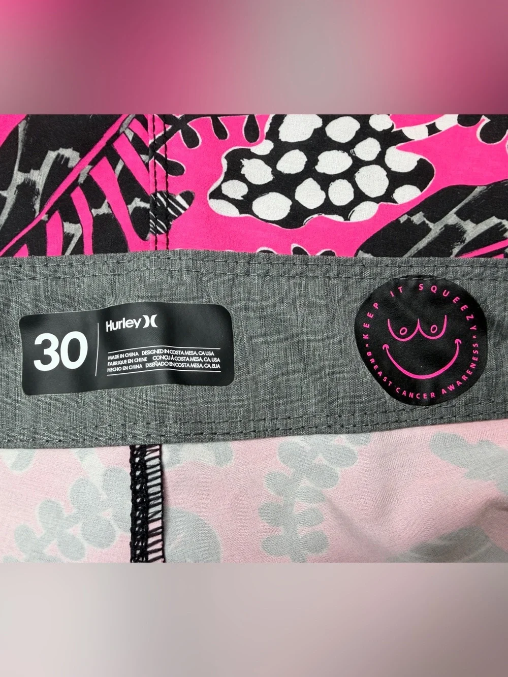 Hurley Swim Trunks Men's 30” Phantom JW Nola Unlined Breast Cancer Board Shorts